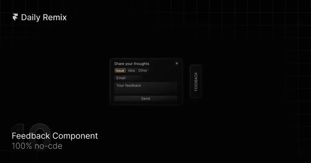 "Framer design showcasing a daily remix feedback component with colorful visual elements, enhancing user interaction in a modern interface."