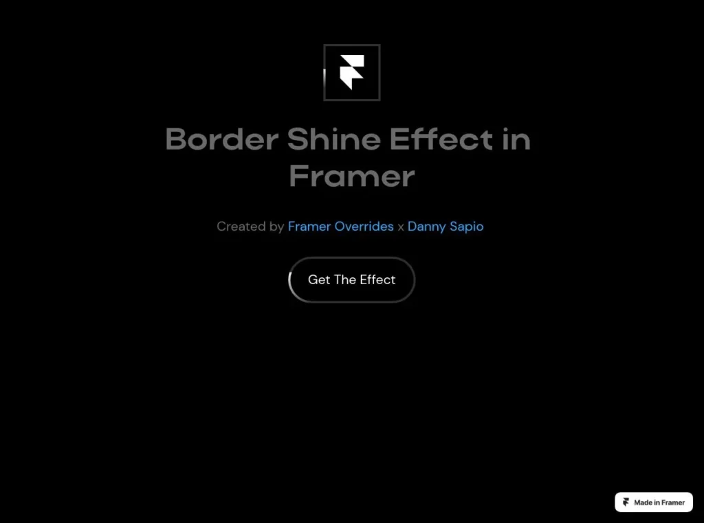 A sleek UI design showcasing a border shine effect created in Framer, featuring vibrant colors and a modern aesthetic.