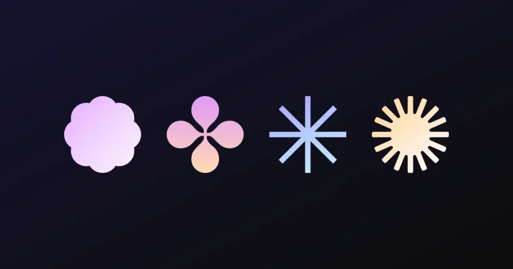 SVG shapes in diverse colors and designs, showcasing Framer's capabilities for creating and customizing graphics effortlessly.