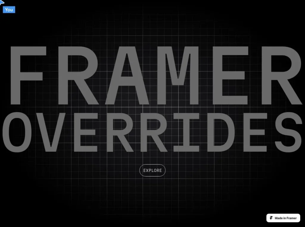 Animated custom cursor with smooth motion effects in a web design interface, showcasing Framer's interactive capabilities.