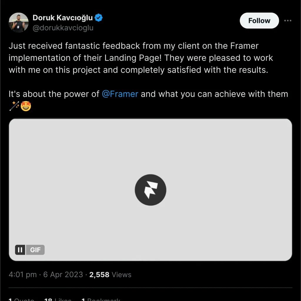 A user interface design display from Framer showcasing various screen layouts and design elements in a vibrant, modern aesthetic.