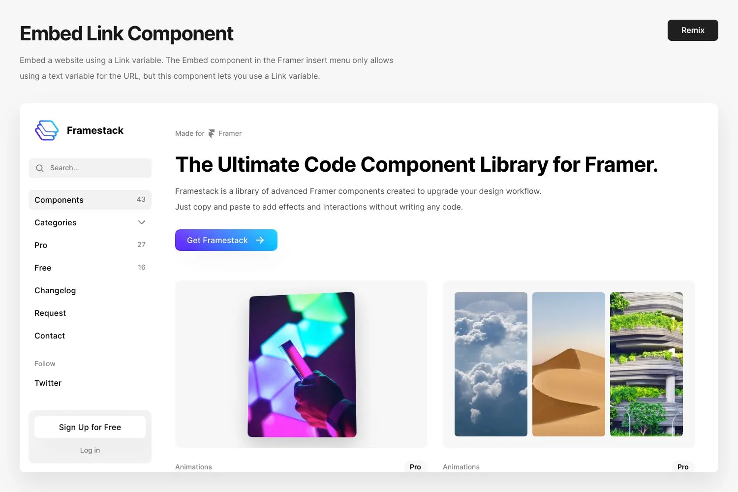 Embed Link Component - HyperFramer