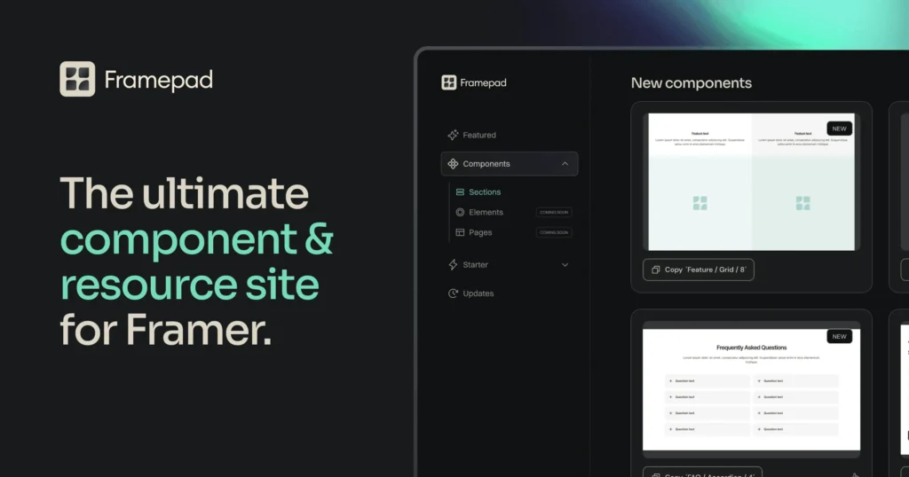 A sleek Framer design interface showcasing various customizable frames and layouts for an engaging user experience.