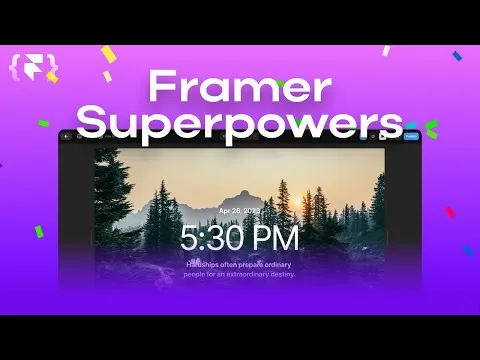Illustration of a superhero unlocking powers, with Framer logo, showcasing no-code overrides for enhanced design capabilities.