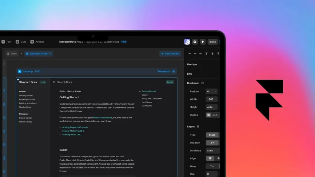 Dynamic table of contents showcasing Framer features with a clean, modern layout, perfect for enhancing navigation in web design tutorials.