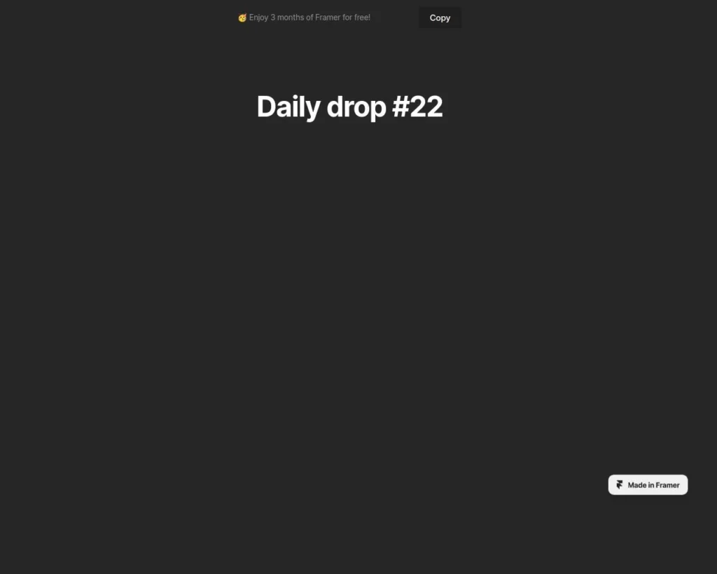 Framer website design showing a navigation bar that hides when scrolling up, enhancing user focus on content.