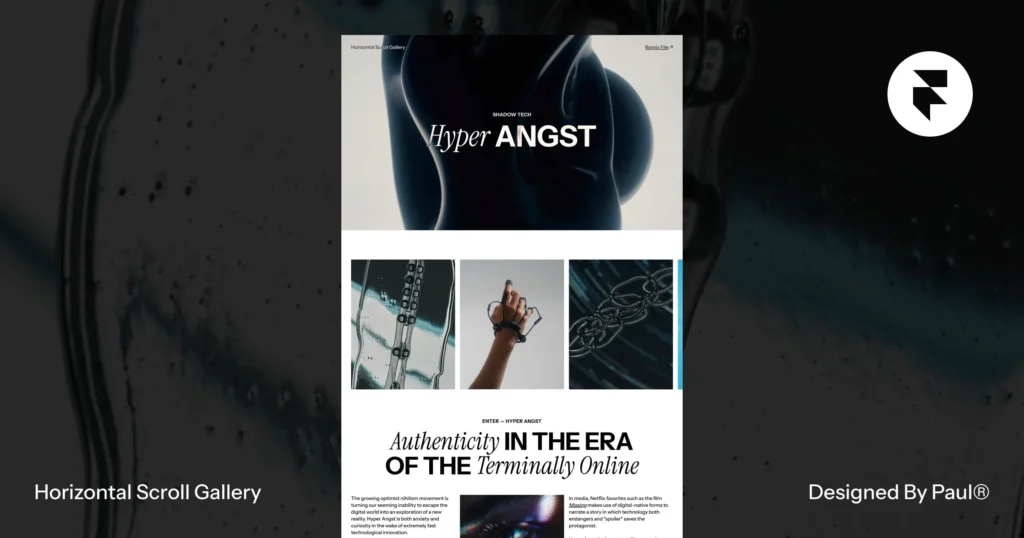Framer horizontal scroll gallery showcasing vibrant images with smooth transitions, set against a clean, minimalist background. Ideal for visual storytelling.
