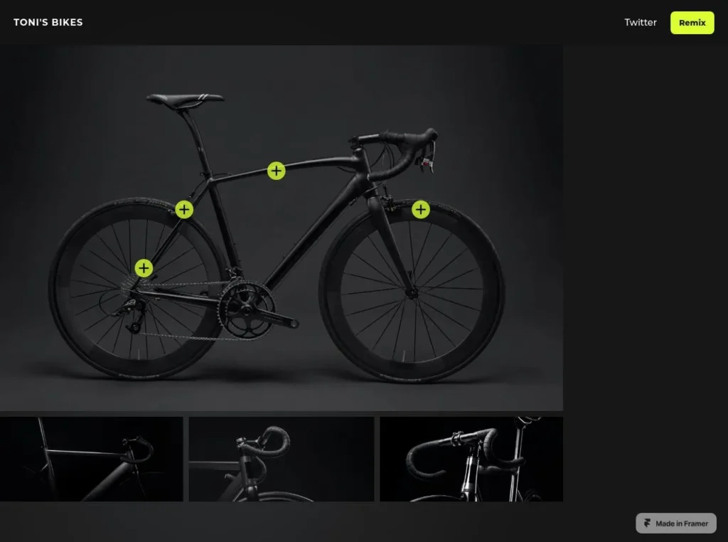 Interactive tooltips displayed on a webpage, showcasing Framer's design features with vibrant colors and clear text overlay for enhanced user experience.