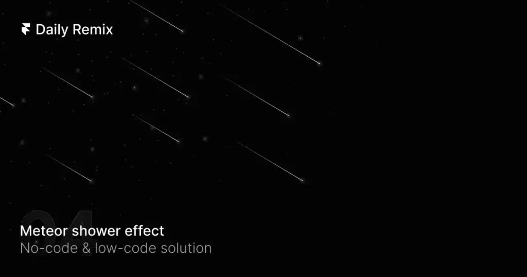 Illustration of a meteor shower effect created with Framer, featuring streaks of light against a dark starry sky for a dynamic visual experience.