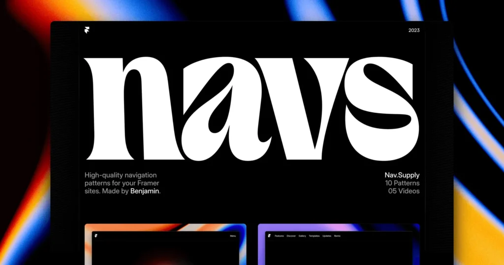 Framer navigation interface displaying a sleek, modern design with interactive options and a user-friendly layout, ideal for enhancing user experience.