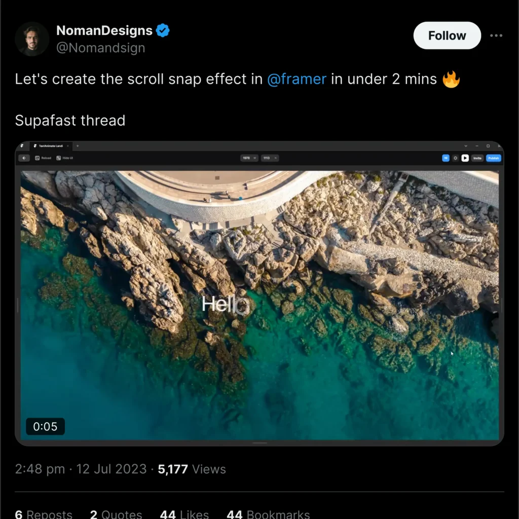 Framer logo displayed in a social media post, featuring a light background and colorful design elements, promoting creative design capabilities.