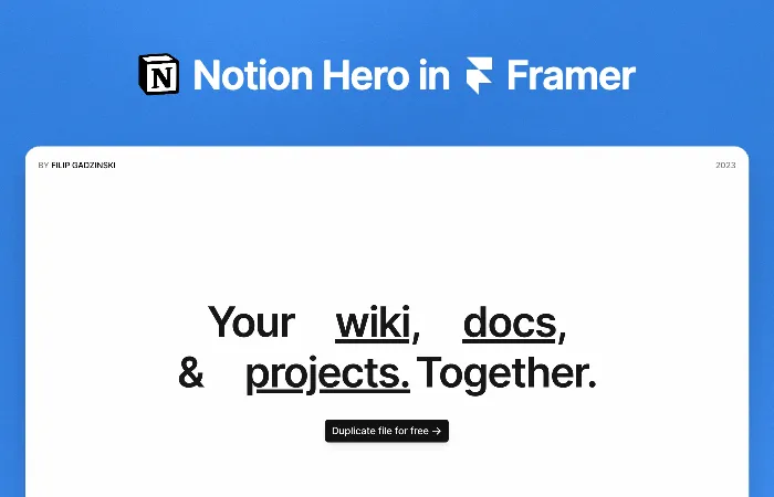 A sleek Framer interface showcasing Notion integration with a modern design, featuring vibrant colors and an engaging layout.