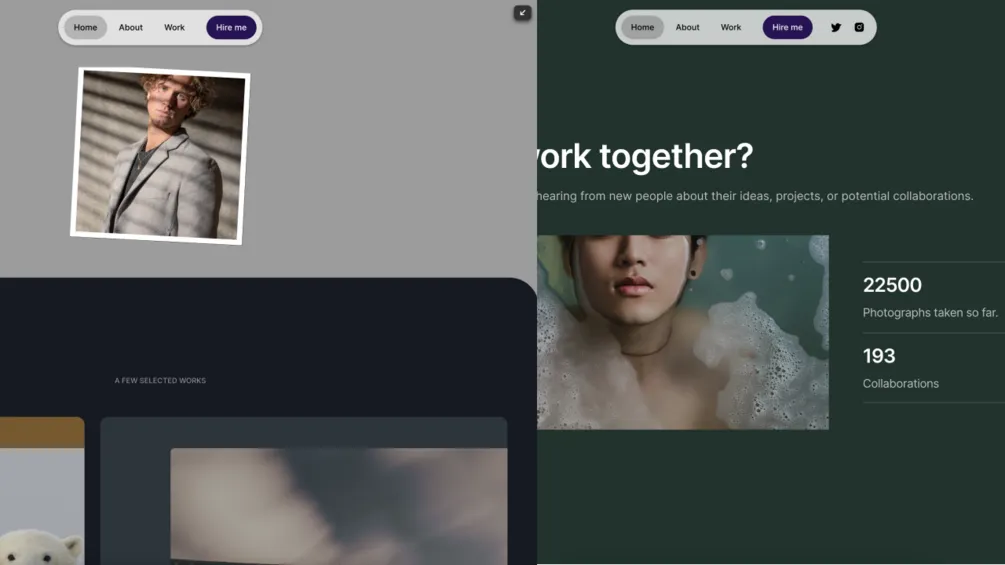Framer sticky expanding menu displayed on a website, showcasing navigation options with smooth transitions against a light background.