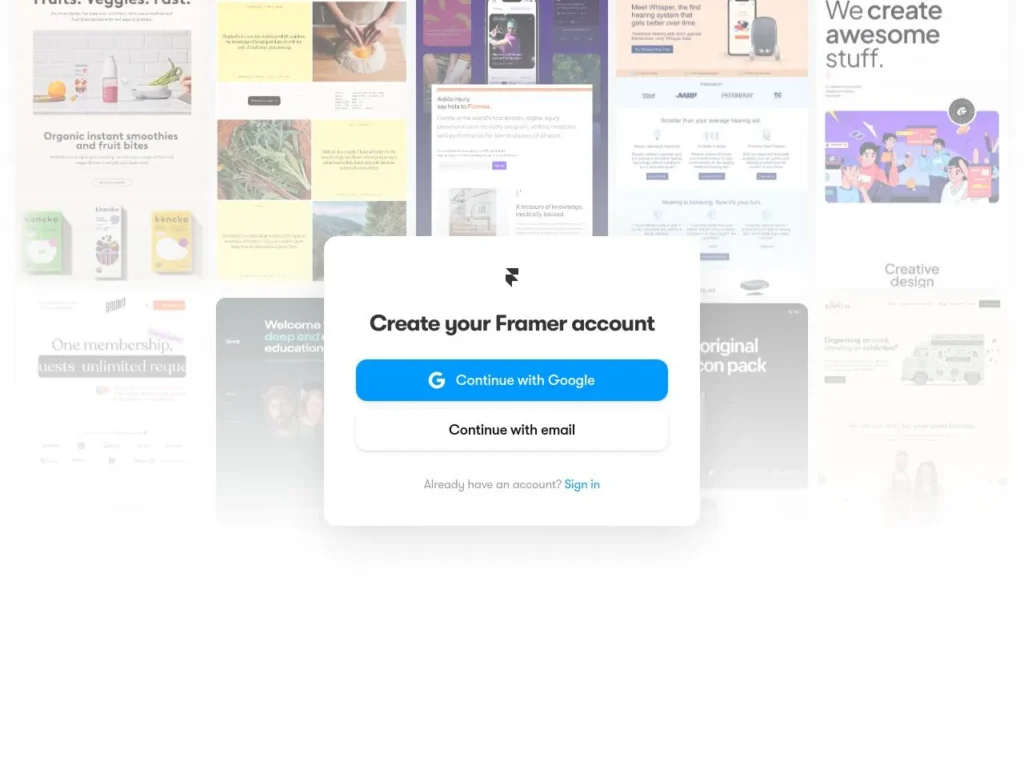 A spotlight effect highlights a sleek digital interface featuring Framer and Tailwind UI components on a dark background.