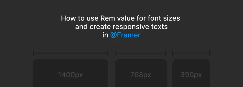 Illustration of Framer's design tool showcasing the use of REM values for responsive font sizes, highlighting adjustable text on a modern interface.