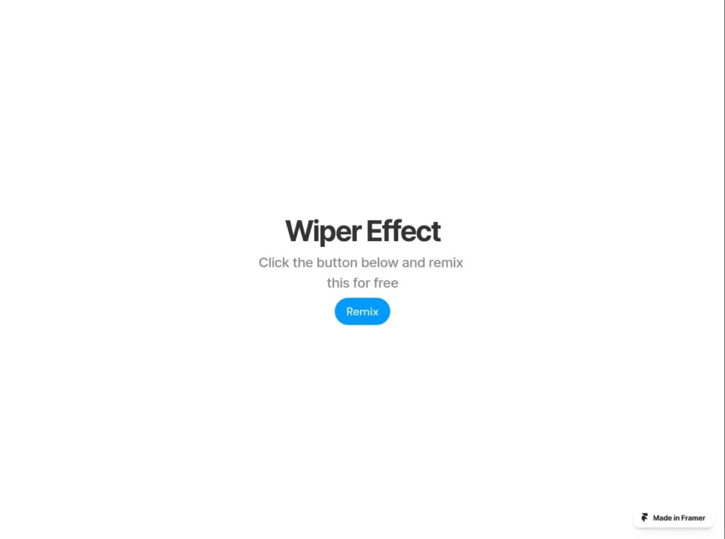 Framer wiper effect animation showcasing a smooth transition between two images with a sliding wipe effect.