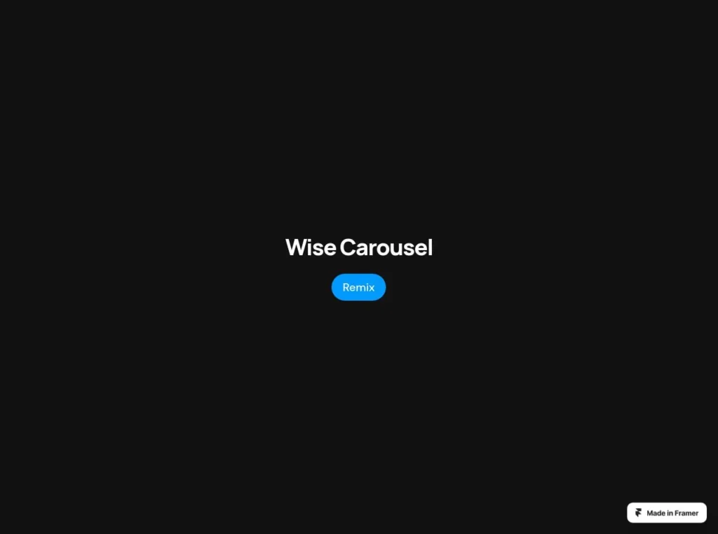 Image of a sleek, modern carousel interface showcasing multiple images with a smooth transition effect, designed using Framer.